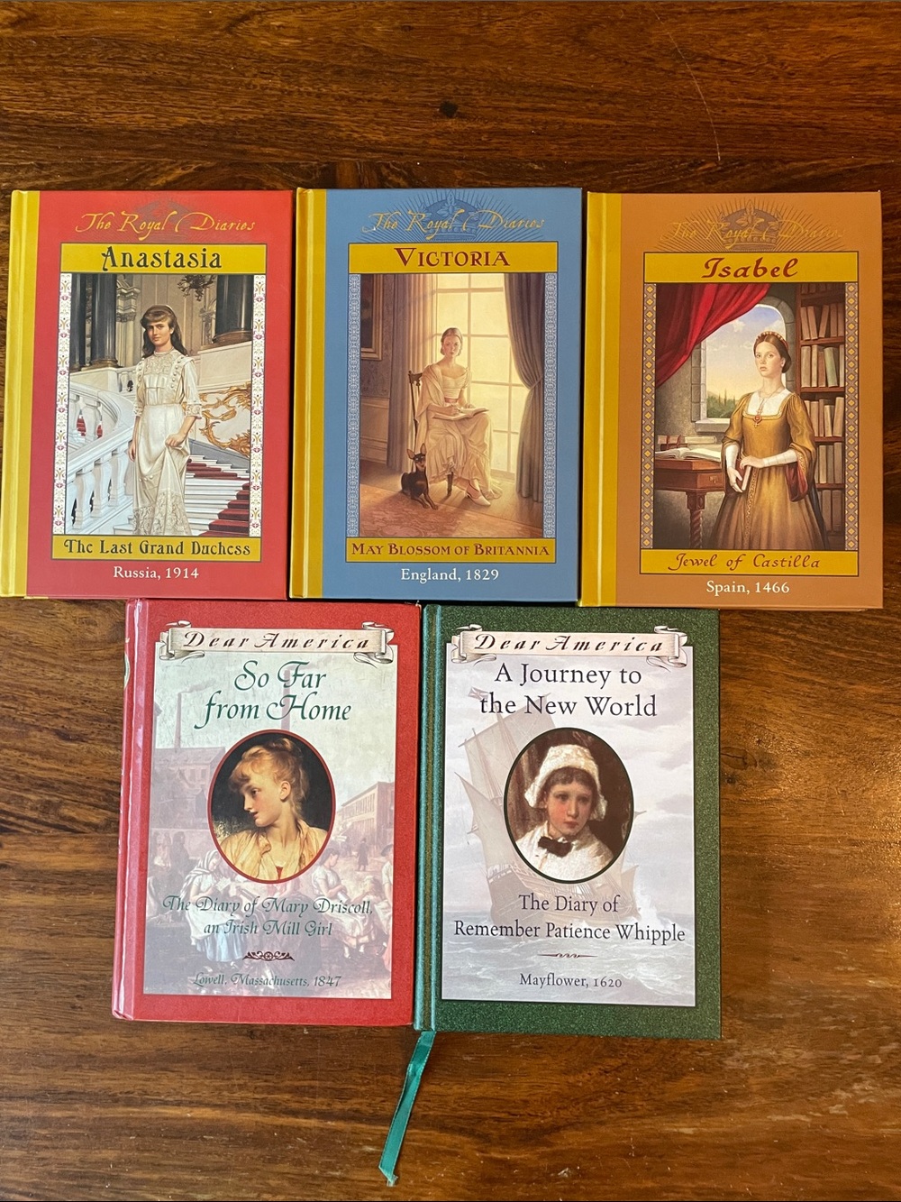 2 Dear America + 3 The Royal Diaries Hardcover (Bundle Lot of 5 Books Total)